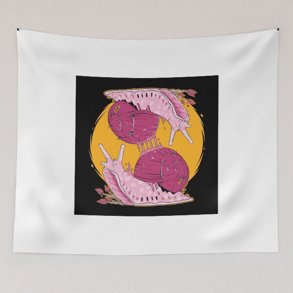 Item preview, Cute Pink Snails on Yellow Moon Art designed and sold by DRP-art.