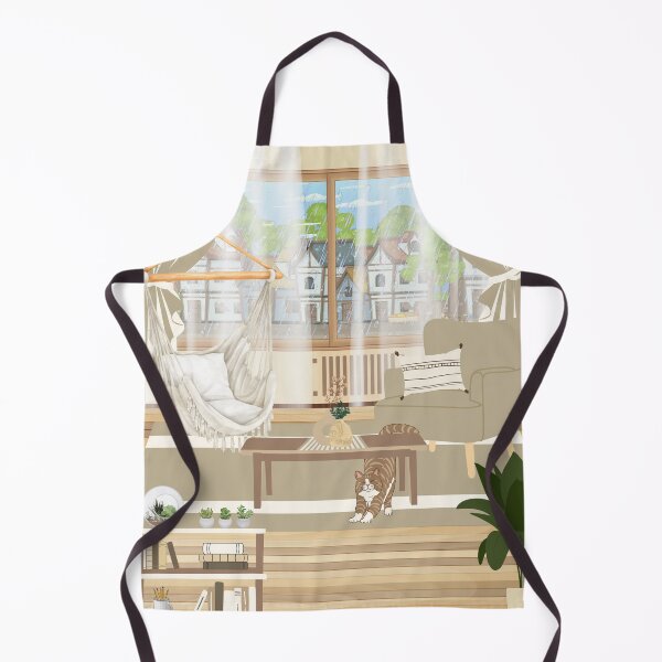 Item preview, Cozy Rainy Day Living Room Interior with Cat and Hammock designed and sold by HBBS DESIGNS.