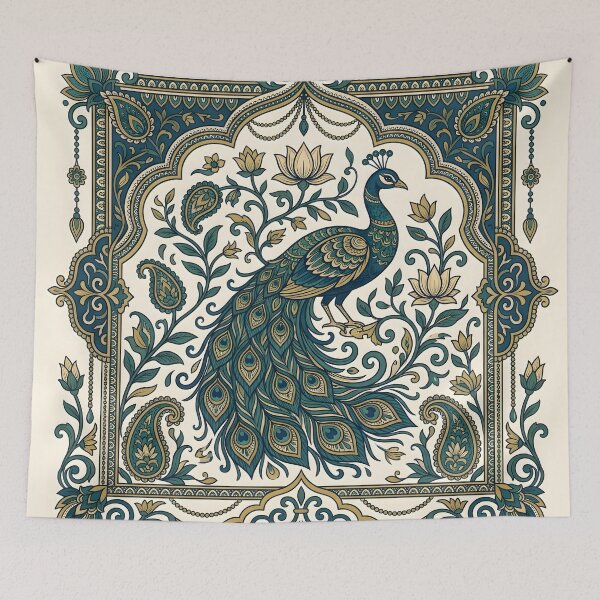 Item preview, Indian Peacock Paisley Lotus Heritage Art designed and sold by hutofdesigns.