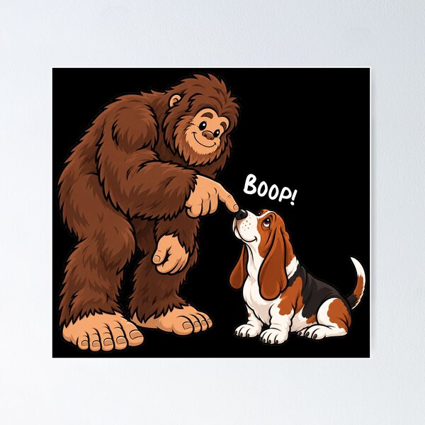 Item preview, Bigfoot and Basset Hound Boop Fun Design Sasquatch designed and sold by rafaeltto.
