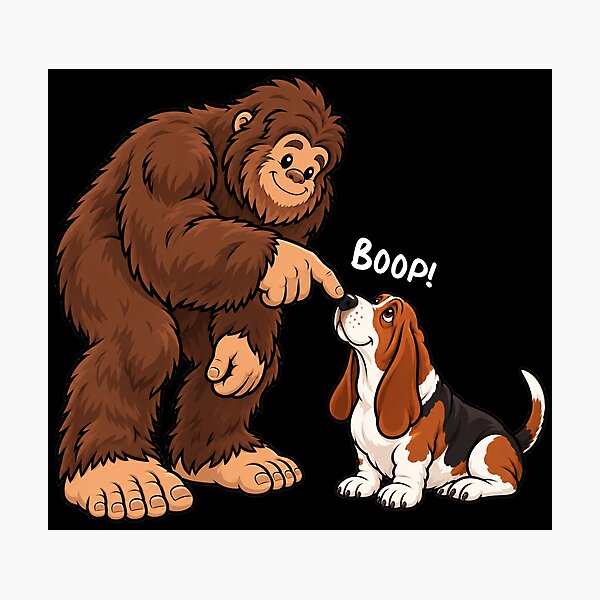 Item preview, Bigfoot and Basset Hound Boop Fun Design Sasquatch designed and sold by rafaeltto.