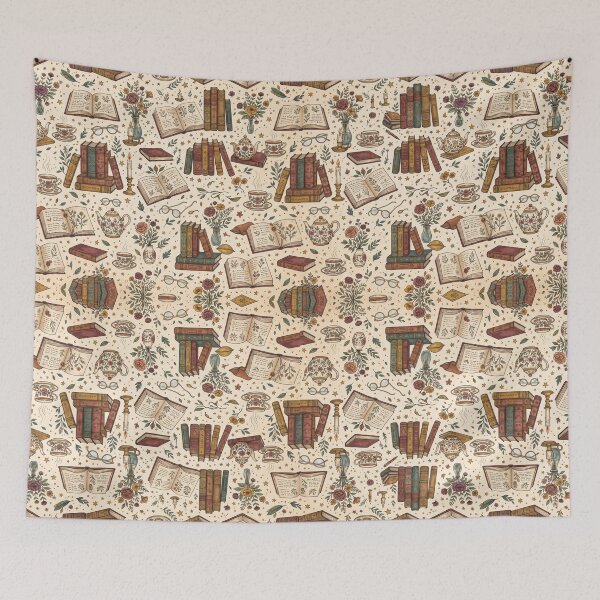 Item preview, Elegant Vintage Books with Floral for Book Lovers Sweet Bookish Dreams library Pattern designed and sold by ArtDesignTp.