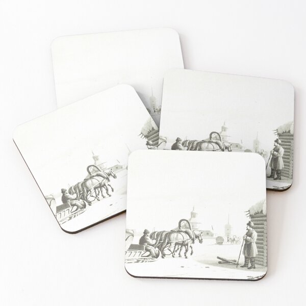 Item preview, Vintage Russian Winter Sleigh Lithograph Art designed and sold by Antique Science Press.