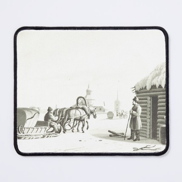 Item preview, Vintage Russian Winter Sleigh Lithograph Art designed and sold by Antique Science Press.