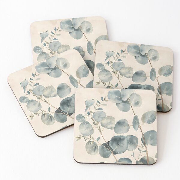 Item preview, Vintage Watercolor Eucalyptus on Warm Beige designed and sold by Artdavesalzburg.