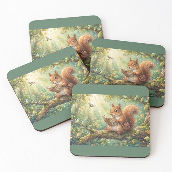Item preview, Cute Reading Squirrel Sticker | Woodland Book Lover Animal | Cozy Forest Art designed and sold by SebastianSpace.