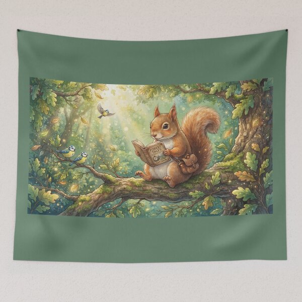 Item preview, Cute Reading Squirrel Sticker | Woodland Book Lover Animal | Cozy Forest Art designed and sold by SebastianSpace.