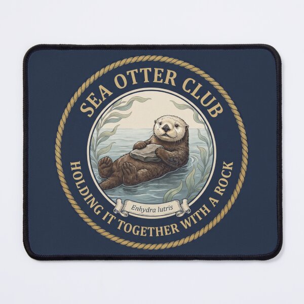 Item preview, Holding It Together With A Rock Sea Otter Humor Badge designed and sold by CalmCapy Co.
