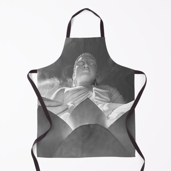 Item preview, The Great Buddha of Ibiraçu and lotus flower, Brazil black and white photographic art print designed and sold by Astrid Arkhangelsky.