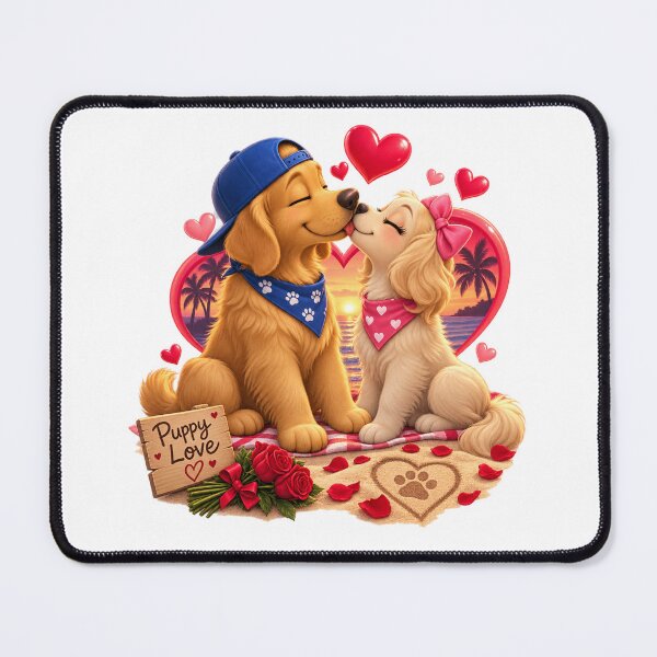 Artikelvorschau, Niedliches Hundepärchen küsst sich am Strand – Sommerliebe – Lustiges Geschenk für Hundeliebhaber entworfen und verkauft von kissing Pets.