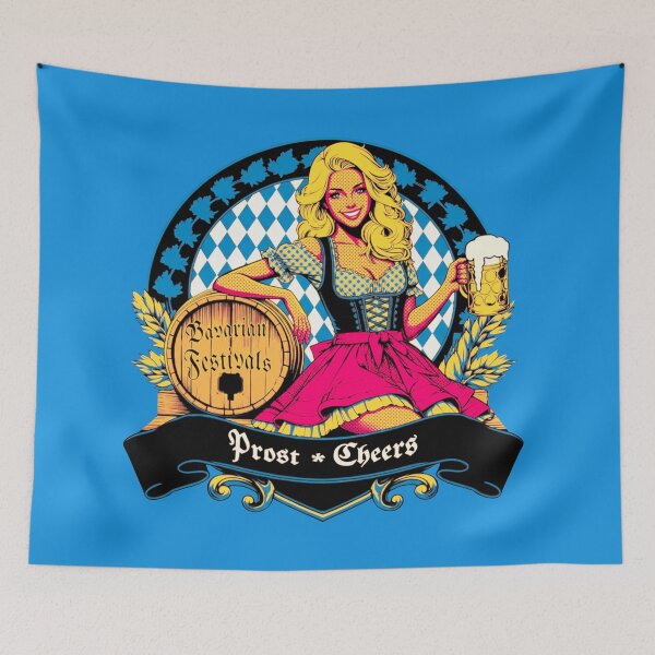 Item preview, a blonde dirndl at a Bavarian church fair with the Bavarian diamond pattern designed and sold by Segasprojects.