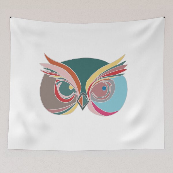 Item preview, Teal & Pink Owl Face No. 5 - Abstract Owl Line Art designed and sold by iampaulmorris.