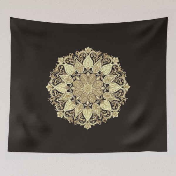 Item preview, Intricate Gold Paisley Mandala Bohemian Filigree Medallion designed and sold by anidiots-studio.