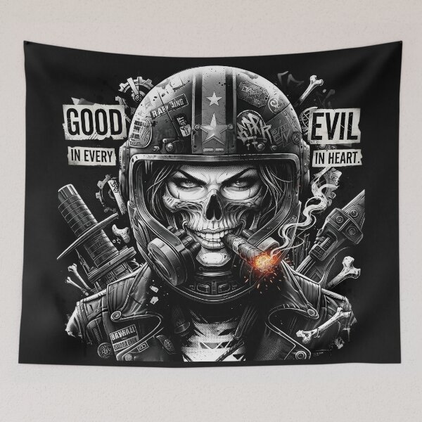 Item preview, Monochrome Skull Biker Cigar Helmet designed and sold by Voodoo Store Paranormal Collections.