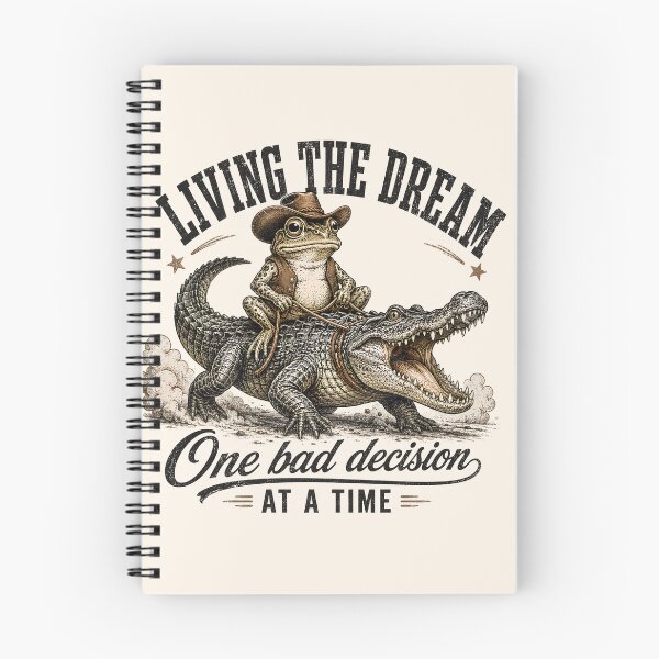 Item preview, Funny Cowboy Frog Riding a Crocodile - Living The Dream One Bad Decision At A Time designed and sold by legendaryskins.