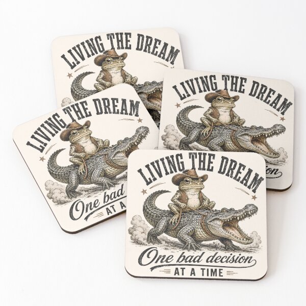 Item preview, Funny Cowboy Frog Riding a Crocodile - Living The Dream One Bad Decision At A Time designed and sold by legendaryskins.