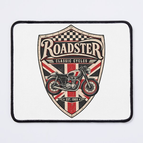 Item preview, Roadster Classic Cycles British Flag Vintage Motorcycle Crest designed and sold by DesignArtist.ia.