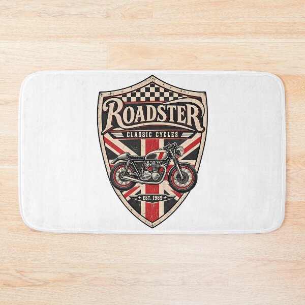 Item preview, Roadster Classic Cycles British Flag Vintage Motorcycle Crest designed and sold by DesignArtist.ia.
