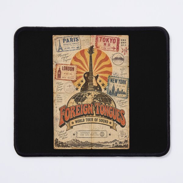 Item preview, Foreign Tongues World Tour of Sound Classic Rock Passport Art designed and sold by Fanverse Merchandise.