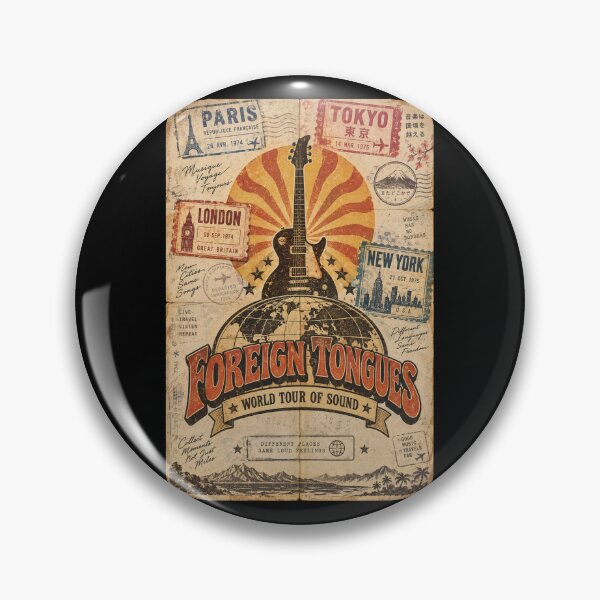 Item preview, Foreign Tongues World Tour of Sound Classic Rock Passport Art designed and sold by Fanverse Merchandise.