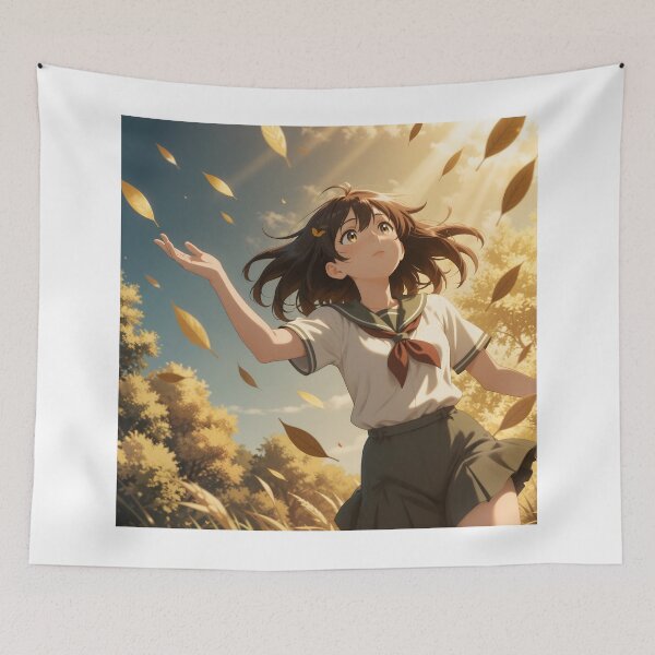 Item preview, Golden Autumn Daydream – Anime Girl in Falling Leaves designed and sold by Killington.