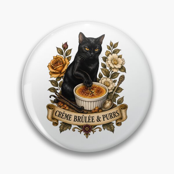 Item preview, Crème Brûlée Purrs Black Cat Art designed and sold by Old's Cool Cat Studio.