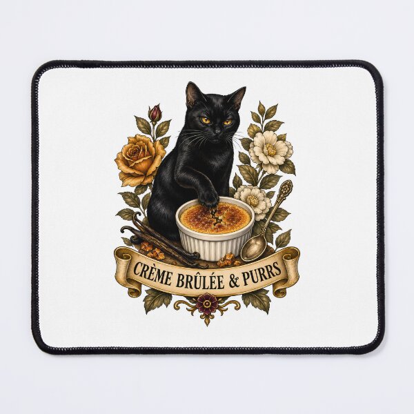 Item preview, Crème Brûlée Purrs Black Cat Art designed and sold by Old's Cool Cat Studio.