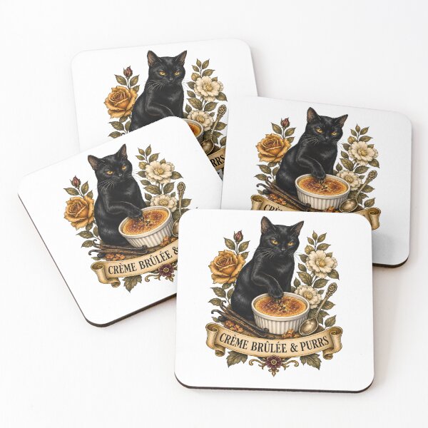 Item preview, Crème Brûlée Purrs Black Cat Art designed and sold by Old's Cool Cat Studio.