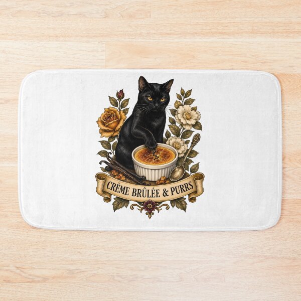 Item preview, Crème Brûlée Purrs Black Cat Art designed and sold by Old's Cool Cat Studio.