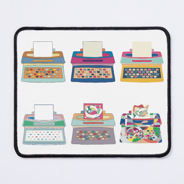 Item preview, Retro Typewriter Set of Six - Colourful Vintage Line Drawing designed and sold by iampaulmorris.