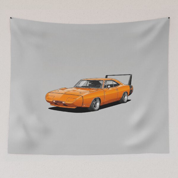 Item preview, Classic 1969 Charger Daytona Orange Muscle Car Illustration designed and sold by Motorline44.