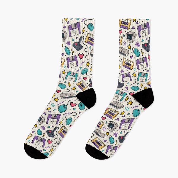 Item preview, Retro 90s Tech Doodles Seamless Pattern Nostalgia Design designed and sold by Fanverse Merchandise.