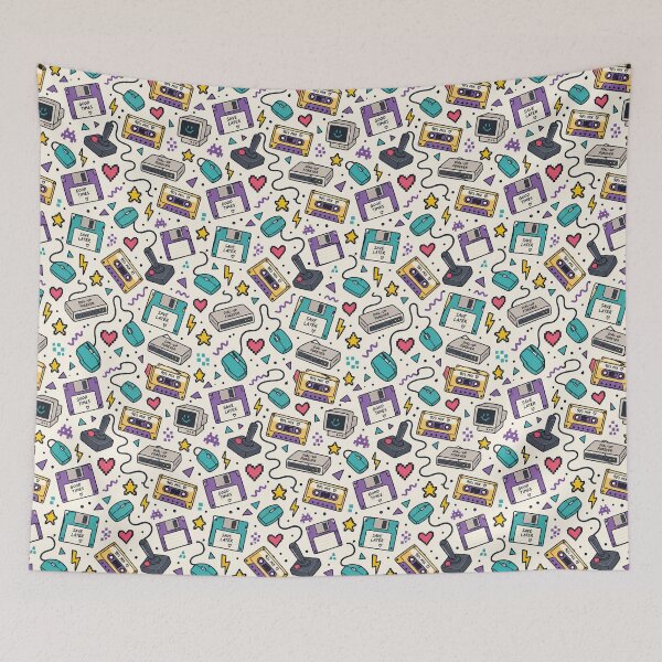 Item preview, Retro 90s Tech Doodles Seamless Pattern Nostalgia Design designed and sold by Fanverse Merchandise.