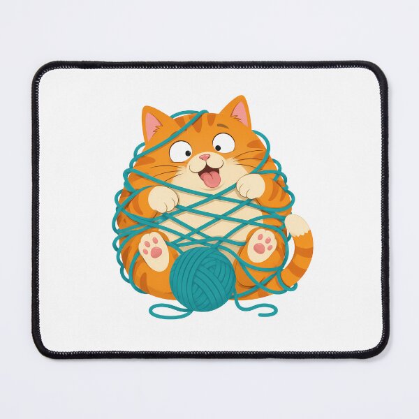 Item preview, Funny Orange Cat Tangled in Yarn Ball - Cute Playful Tabby Kitten Cartoon designed and sold by Elite Wall Art.