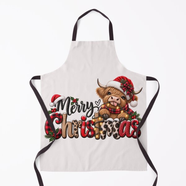 Item preview, Merry Christmas Highland Cow Holiday Design designed and sold by Wild Ink Studio by Barbara.