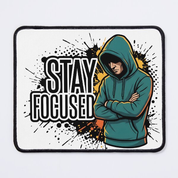 Item preview, Stay Focused Motivation – Determined Hooded Man designed and sold by StickerNestYou.