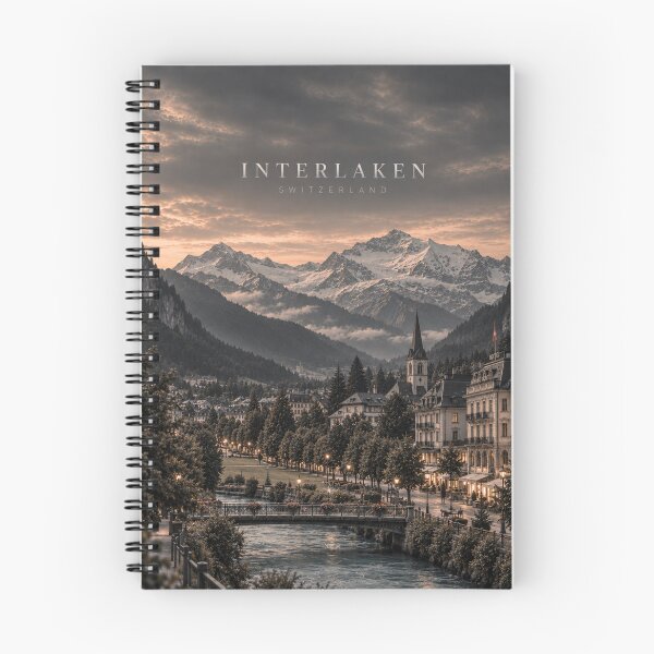Item preview, Interlaken Cinematic Monochrome Alpine Artwork designed and sold by MichaeIRellov.