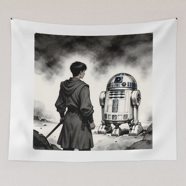 Item preview, Wandering Hero & Astromech – Ink Wash Sci-Fi Adventure designed and sold by Killington.