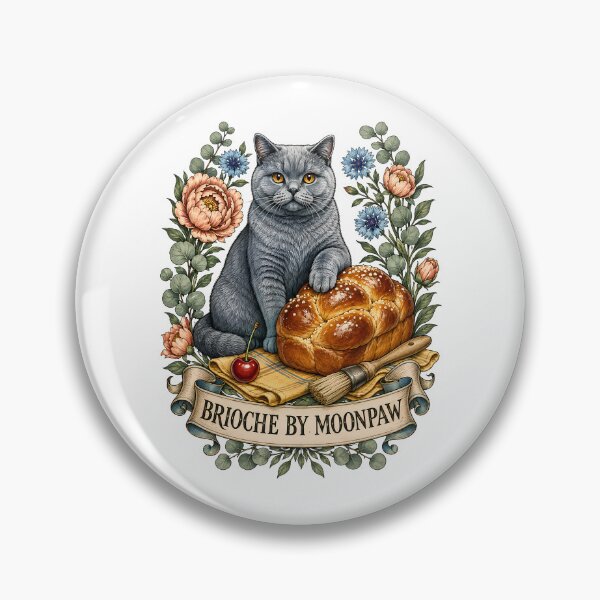 Item preview, Brioche By Moonpaw Gray Cat Art designed and sold by Old's Cool Cat Studio.