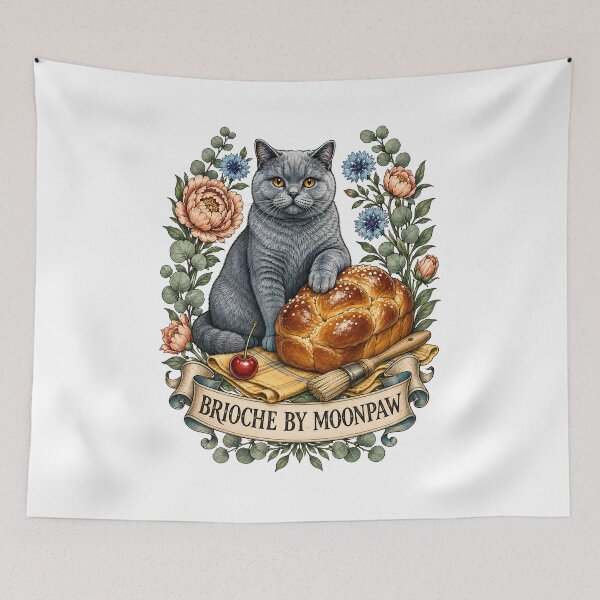 Item preview, Brioche By Moonpaw Gray Cat Art designed and sold by Old's Cool Cat Studio.