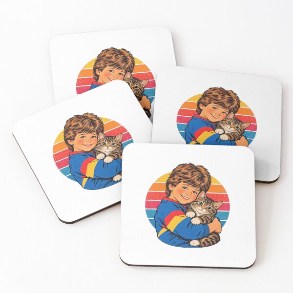 Item preview, 80s retro-style guy hugging a cat: nostalgic vintage illustration designed and sold by FootprintofLove.