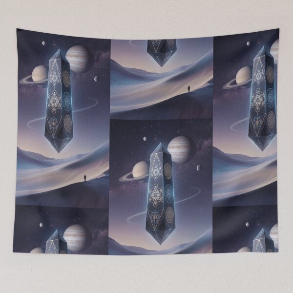 Item preview, Floating Cosmic Obelisk Sacred Geometry Alien World | Monkeybusiness designed and sold by monkeybusiness.pt.