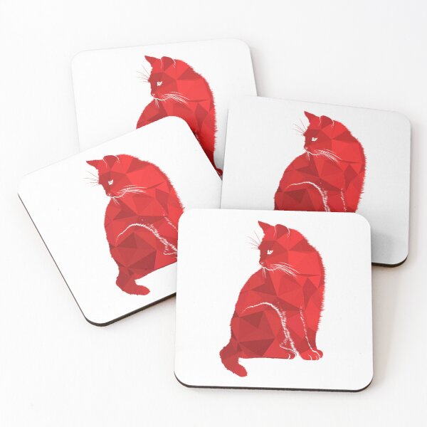 Item preview, Red Geometric Cat - Low Poly Feline Art - Modern Abstract Kitten Design designed and sold by Elite Wall Art.