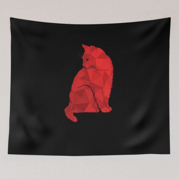 Item preview, Red Geometric Cat - Low Poly Feline Art - Modern Abstract Kitten Design designed and sold by Elite Wall Art.