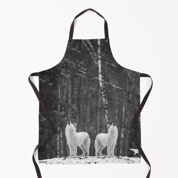 Item preview, Winter wolves howling on hilltop black and white nature photograph designed and sold by Astrid Arkhangelsky.