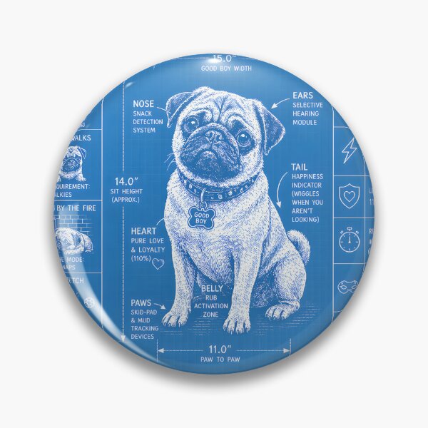 Item preview, Pug Dog Mode On 24/7 Funny Dog Blueprint designed and sold by Genius Geek.