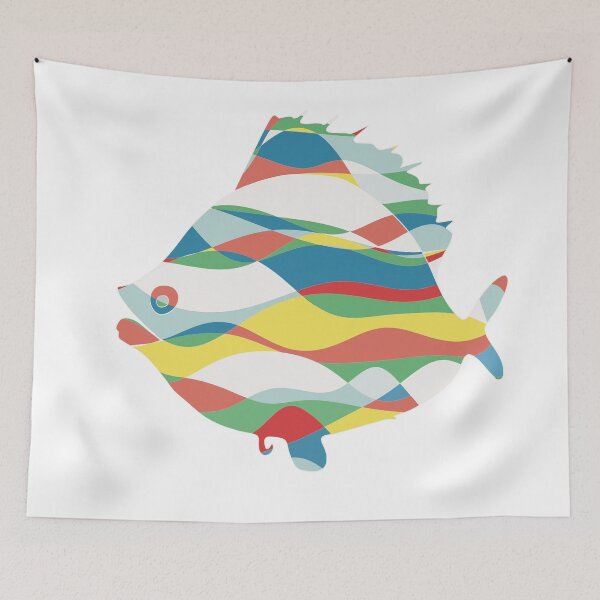 Item preview, Multicolour Stripe Plaice Fish - Abstract Ocean Line Art designed and sold by iampaulmorris.