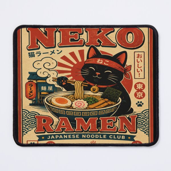Item preview, Neko Ramen Club Japanese Cat, Retro Ramen Japan Food Vintage Poster    designed and sold by TulipsArtDesigns .