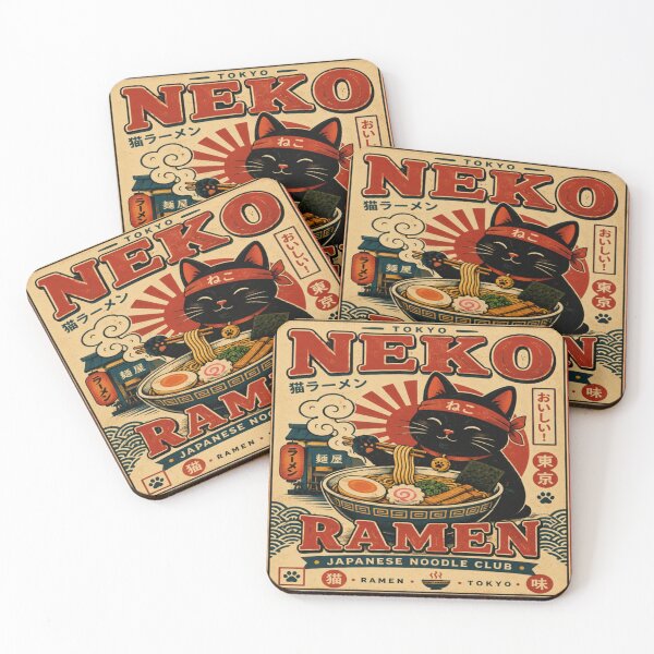 Item preview, Neko Ramen Club Japanese Cat, Retro Ramen Japan Food Vintage Poster    designed and sold by TulipsArtDesigns .