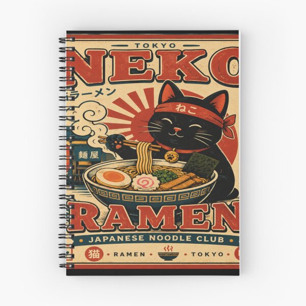 Item preview, Neko Ramen Club Japanese Cat, Retro Ramen Japan Food Vintage Poster    designed and sold by TulipsArtDesigns .